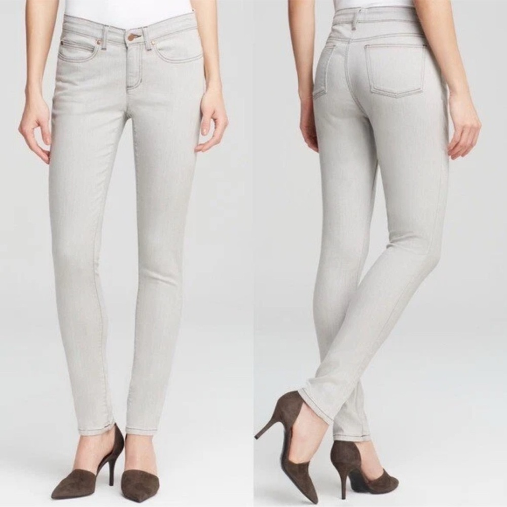 Eileen Fisher Skinny Stretch Jeans in Sunbleach Gray Classic Organic Cotton Sz 6